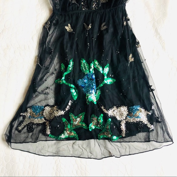 Free People Sequined Elephant Sheer Mini Dress - Picture 4 of 6